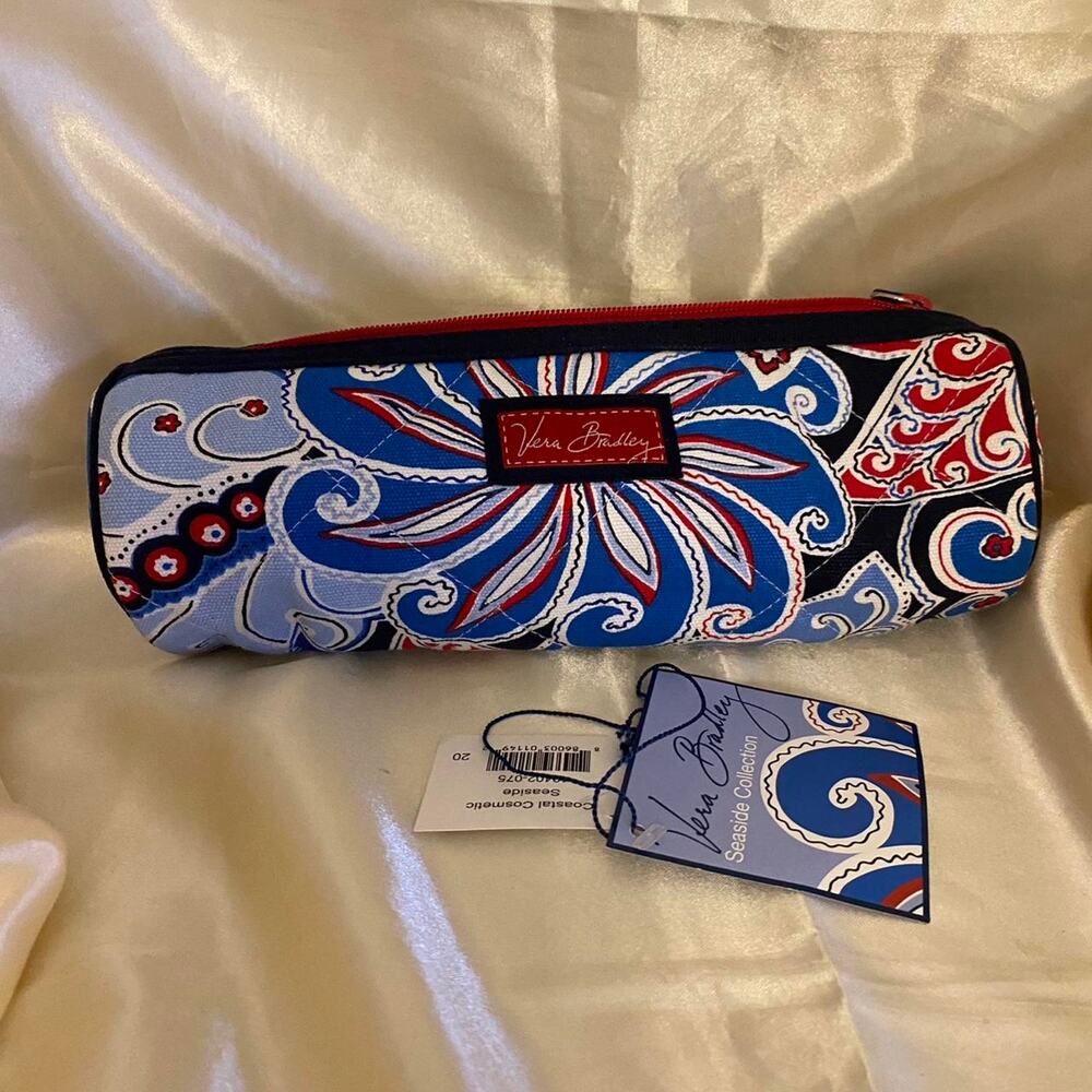 Nwt Vera Bradley “Seaside Collection” cosmetic brush case in cotton canvas